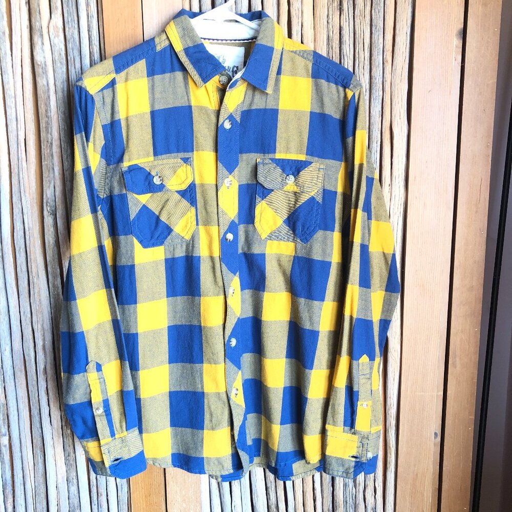 Vintage Sears Roebuck 100% Cotton Plaid Button Down Men's Shirt Size S
